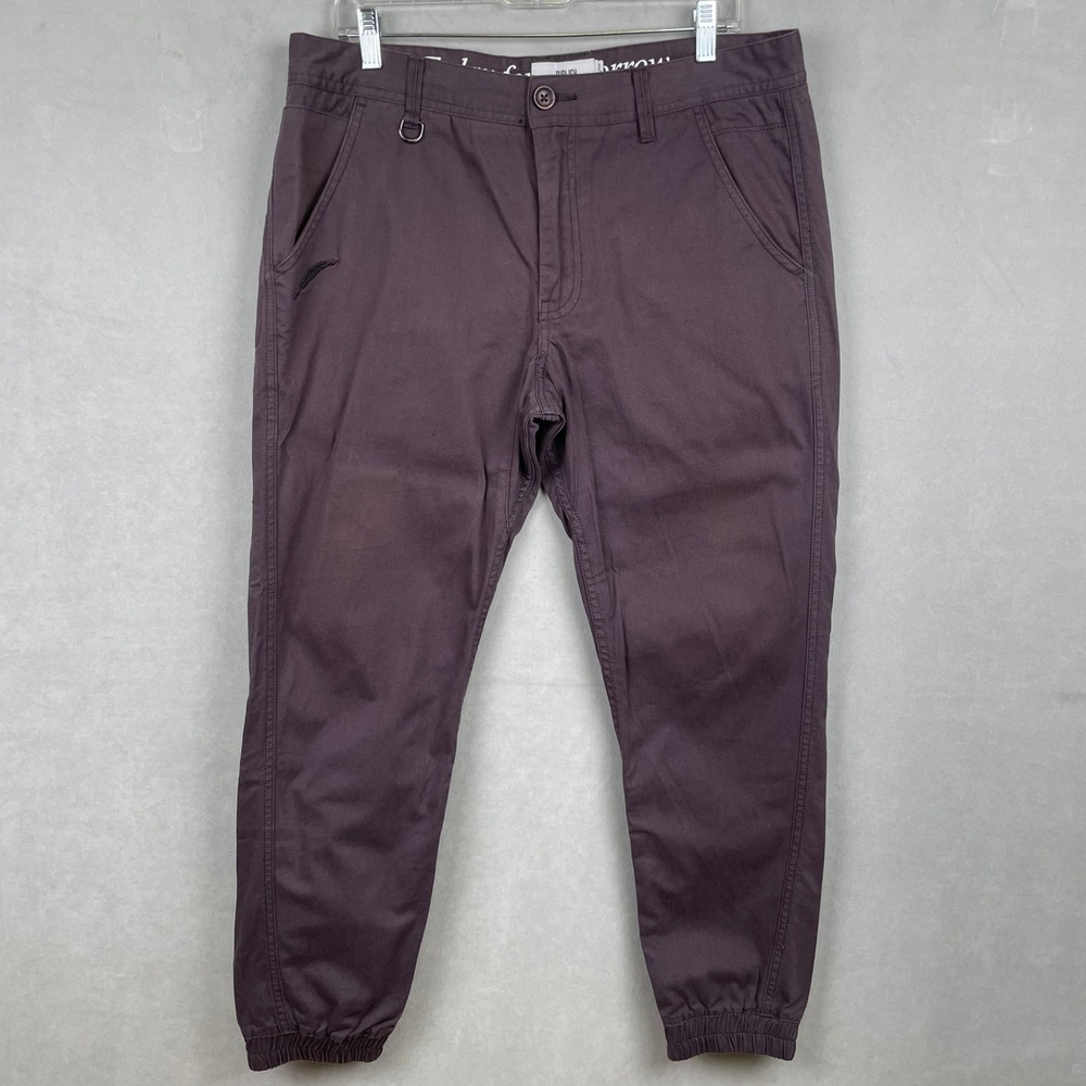 Publish Brand Men Jogger Pants Gray Cotton‎ Twill Tapered Distressed Utility 34